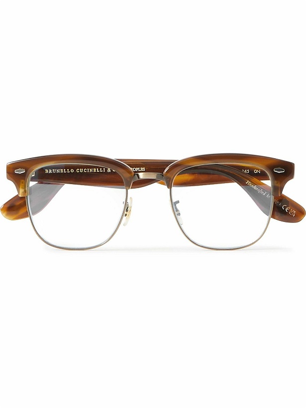 Photo: Brunello Cucinelli - Oliver Peoples Capannelle D-Frame Acetate and Silver-Tone Optical Glasses