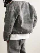 Acne Studios - Orsan Fleece-Trimmed Padded Distressed Cotton-Canvas Jacket - Gray
