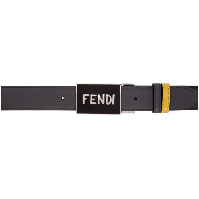 Photo: Fendi Reversible Black and Yellow Fendi Vocabulary Belt
