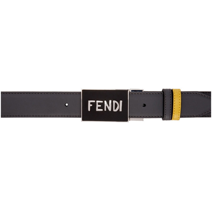 Photo: Fendi Reversible Black and Yellow Fendi Vocabulary Belt