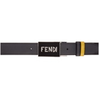 Fendi Reversible Black and Yellow Fendi Vocabulary Belt