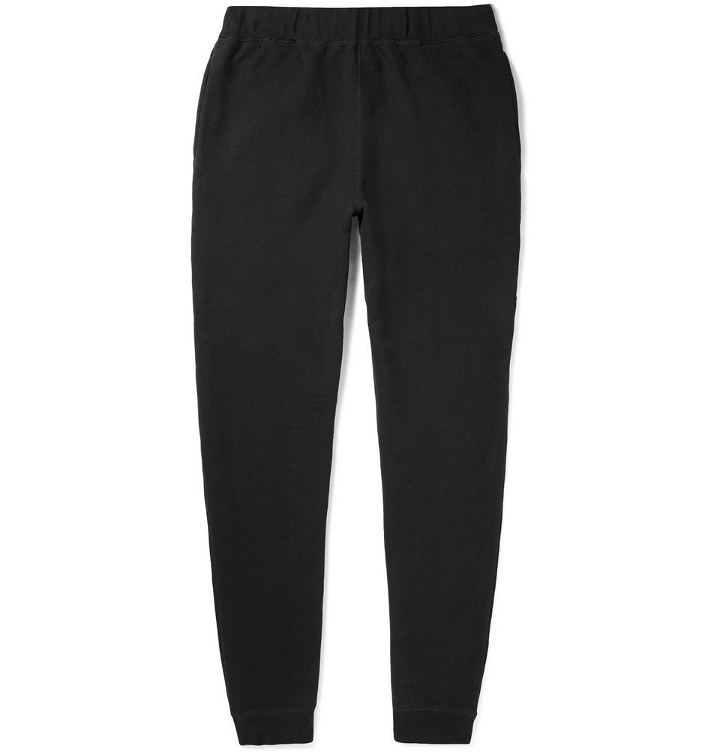 Photo: Sunspel - Tapered Brushed Loopback Cotton-Jersey Sweatpants - Men - Black