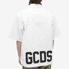 GCDS Men's Low Band Logo Bowling Shirt in White