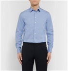 Giorgio Armani - Slim-Fit Pinstriped Cotton-Blend Poplin Shirt - Blue