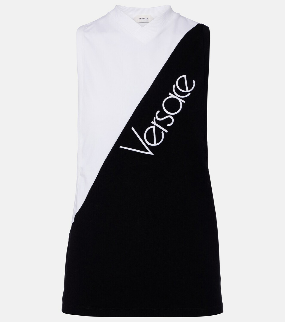 Versace Logo embroidered cotton-blend tank top