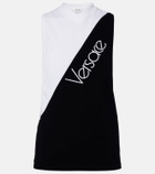 Versace Logo embroidered cotton-blend tank top