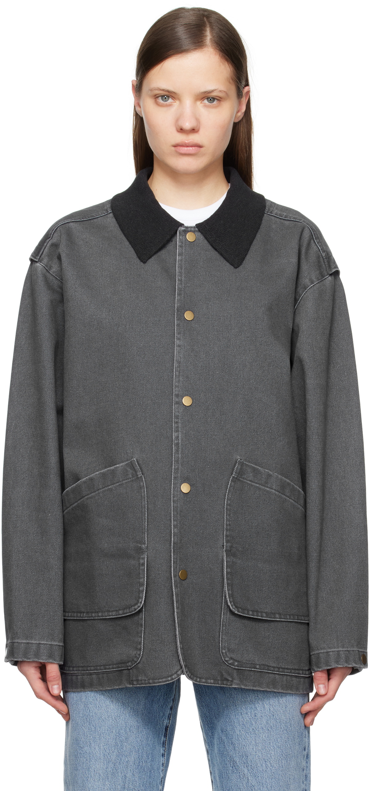 LE17SEPTEMBRE Gray Knit Collar Field Jacket