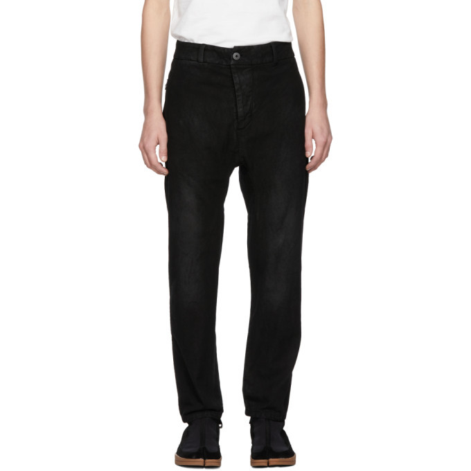 11 by Boris Bidjan Saberi Black Denim Crust Trousers 11 by Boris Bidjan ...