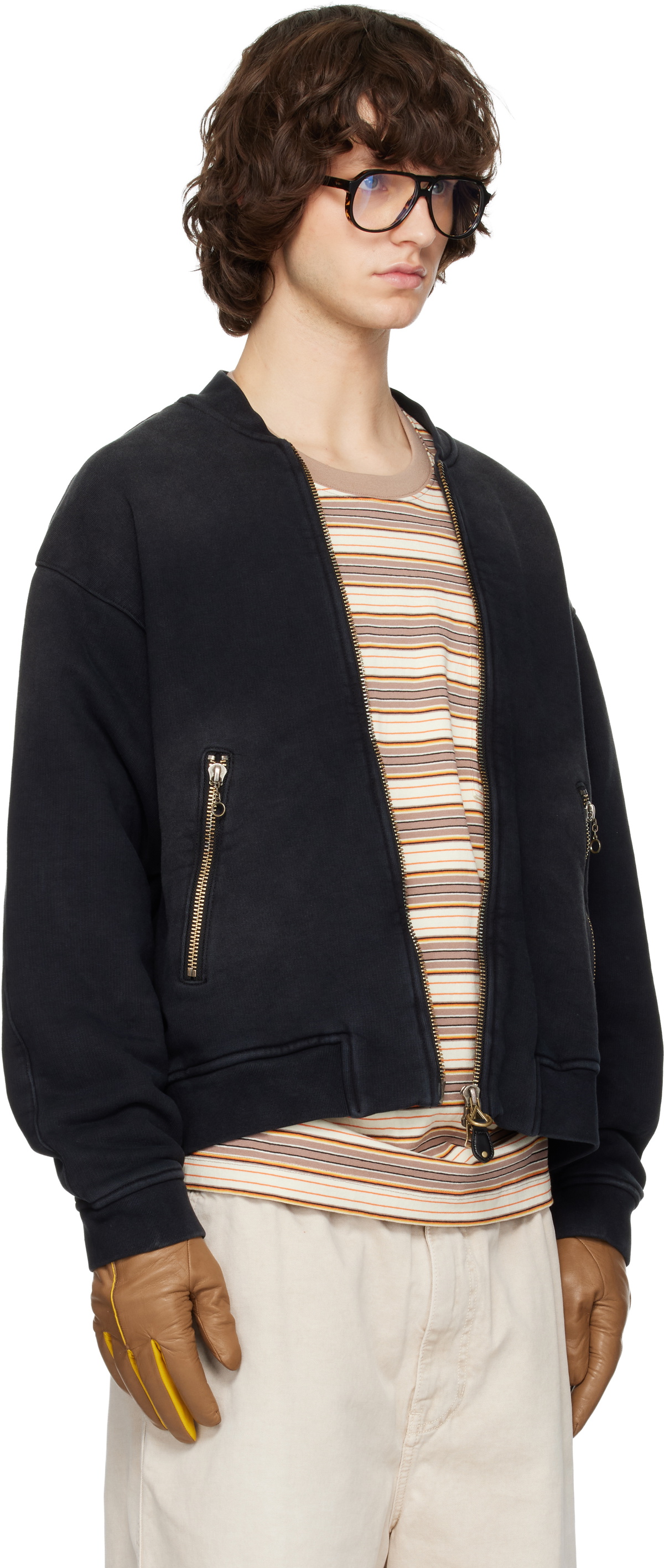 Solid Homme Black Faded Bomber Jacket