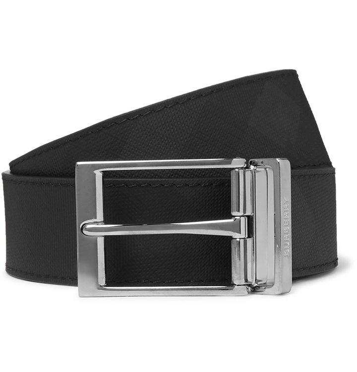 Photo: Burberry - 4cm Black and Charcoal Reversible Checked Leather Belt - Black
