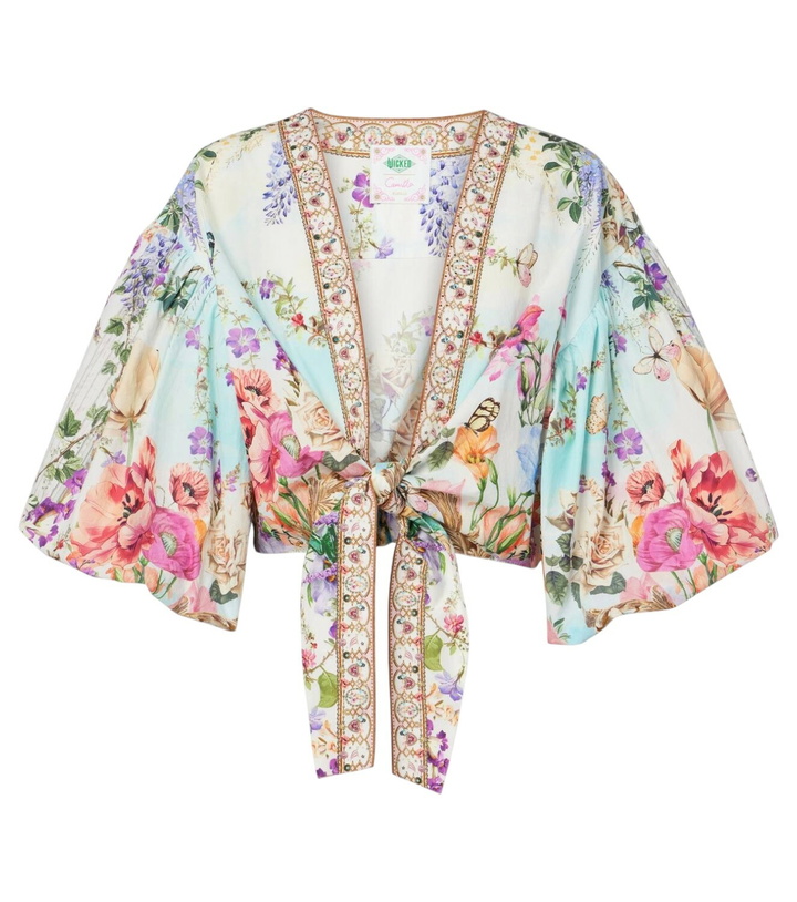 Photo: Camilla Tie-front puff-sleeve crop top