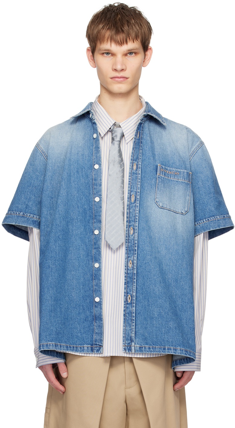 Photo: Givenchy Blue Faded Denim Shirt