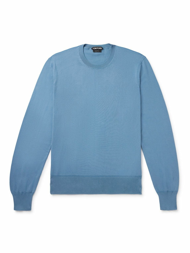 Photo: TOM FORD - Slim-Fit Sea Island Cotton Sweater - Blue