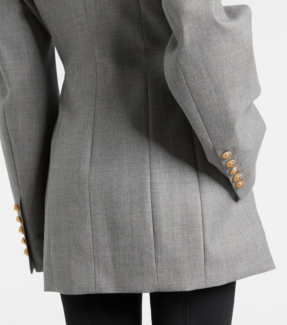 Balmain Draped virgin wool blazer dress