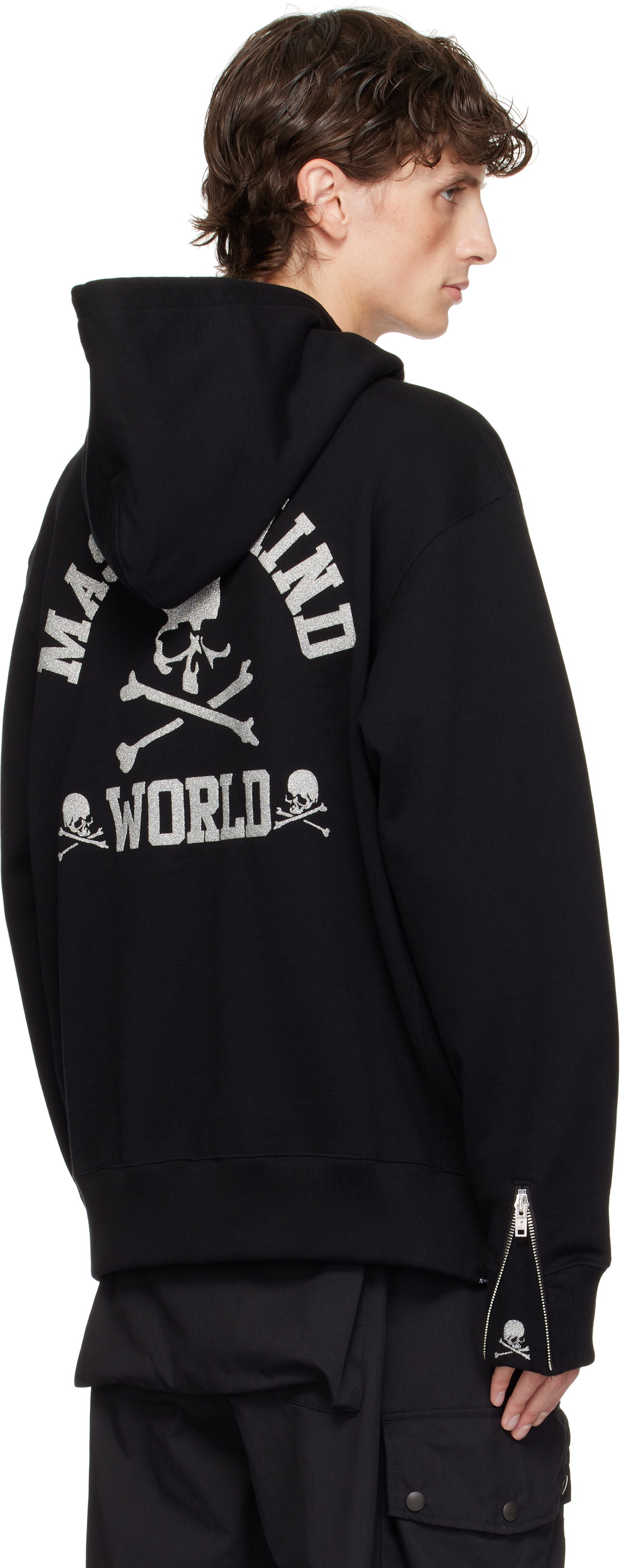 MASTERMIND WORLD Black Glass Beaded Full-Zip Hoodie MASTERMIND WORLD