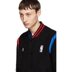 Marcelo Burlon County of Milan Black Wool NBA Bomber Jacket
