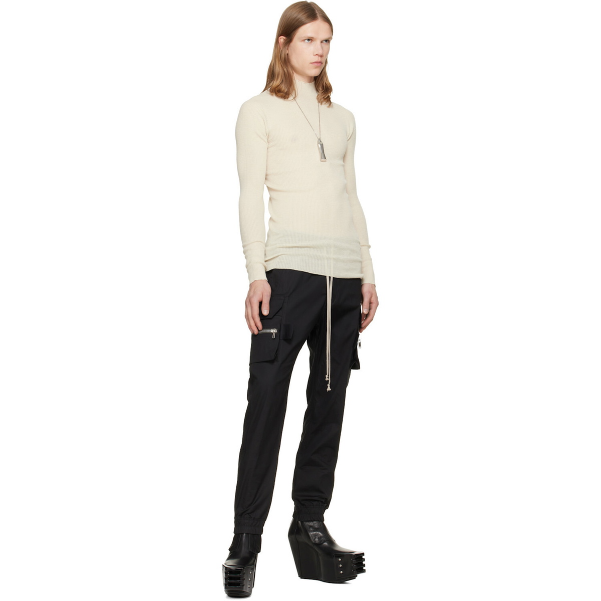 Rick Owens Off-White Tower Ribbed Lupetto Sweater