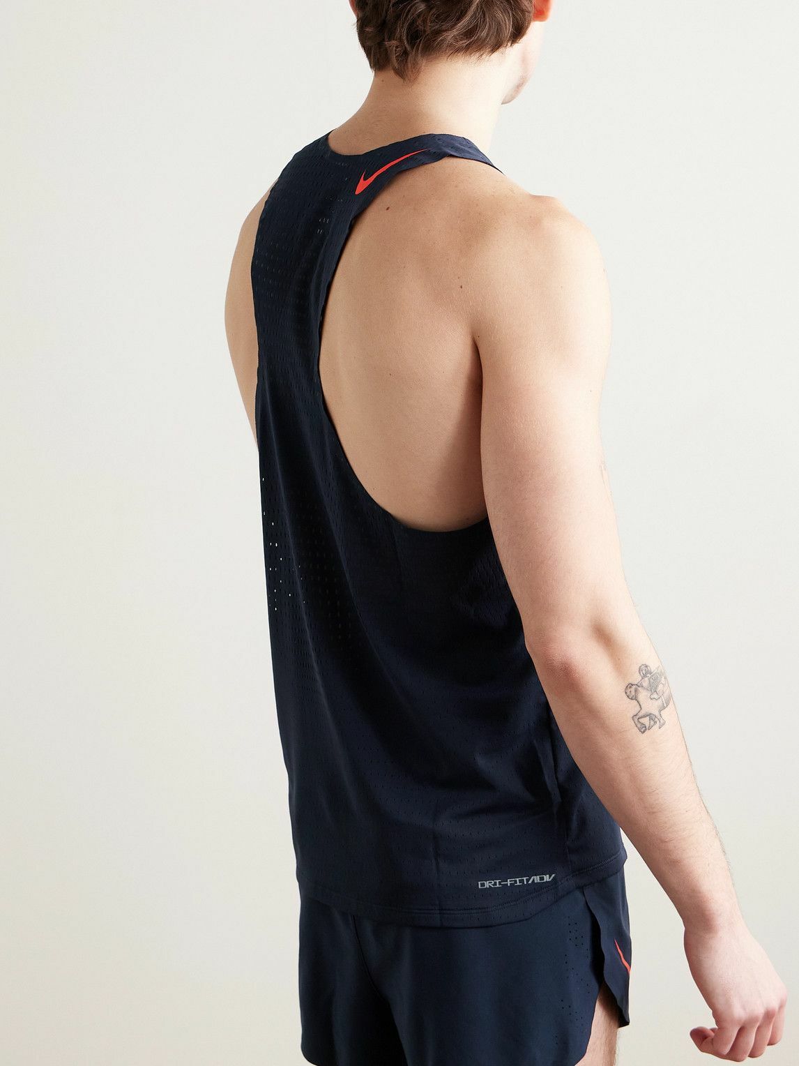 NIKE RUNNING - AeroSwift Slim-Fit Perforated Dri-FIT ADV Tank Top - Blue