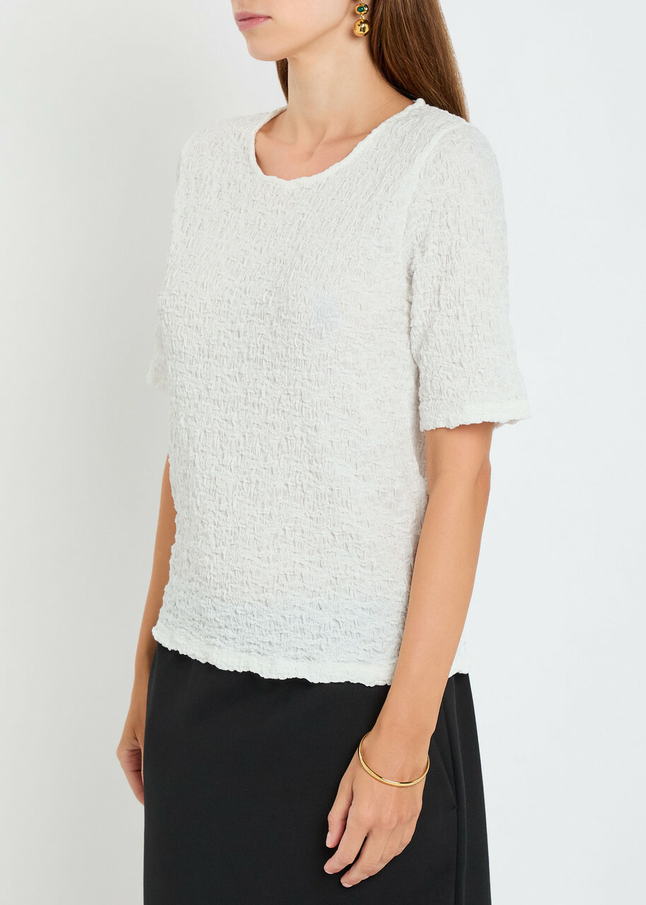 Eileen Fisher Textured Fine-knit T-shirt Ivory