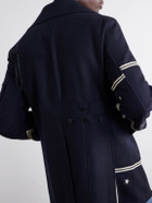 Junya Watanabe - Double-Breasted Appliquéd Wool-Blend Felt Coat - Blue