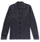 A.P.C. - Camp-Collar Striped Cotton and Wool-Blend Shirt - Men - Navy