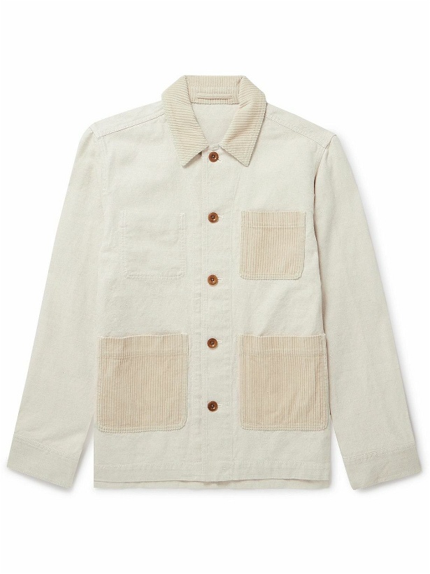 Photo: Mr P. - Corduroy-Trimmed Cotton and Linen-Blend Twill Chore Jacket - Neutrals