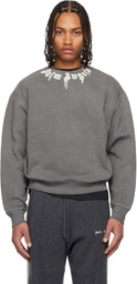Palm Angels Gray Neck Logo Regular Crewneck Sweatshirt