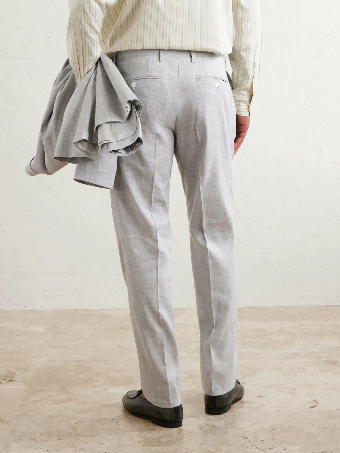 Mr P. - Straight-Leg Linen and Wool-Blend Suit Trousers - Gray