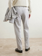 Mr P. - Straight-Leg Linen and Wool-Blend Suit Trousers - Gray