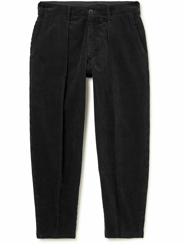 Photo: Monitaly - Tapered Cropped Cotton-Corduroy Trousers - Black