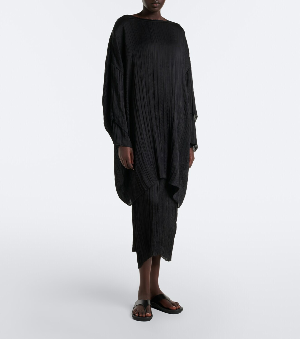 The Row Catena oversized pleated silk blouse