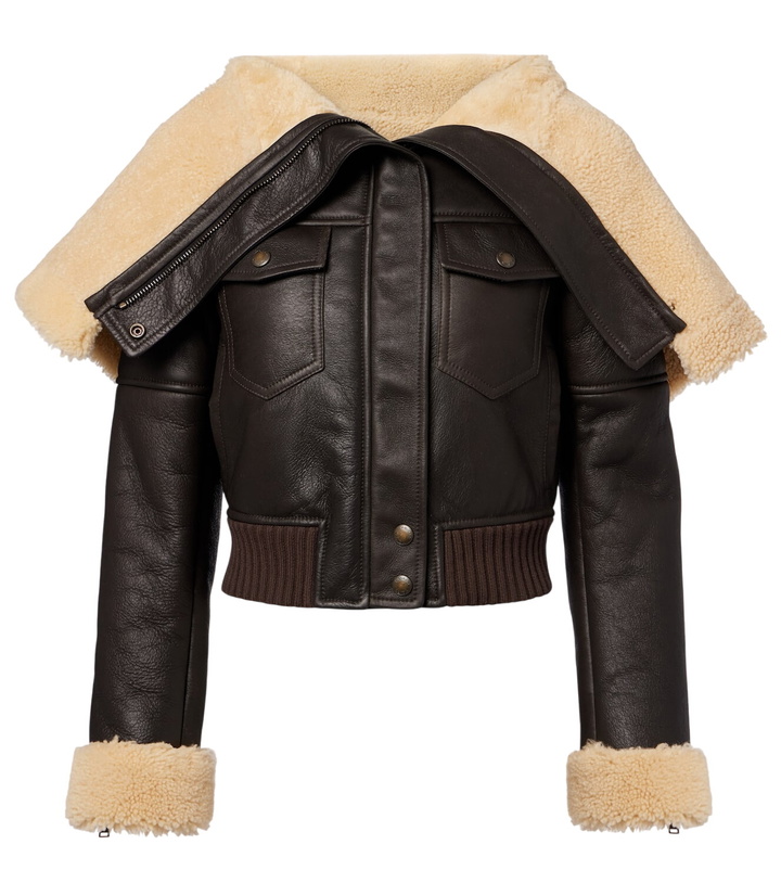 Photo: McQueen Cropped shearling-trimmed leather jacket