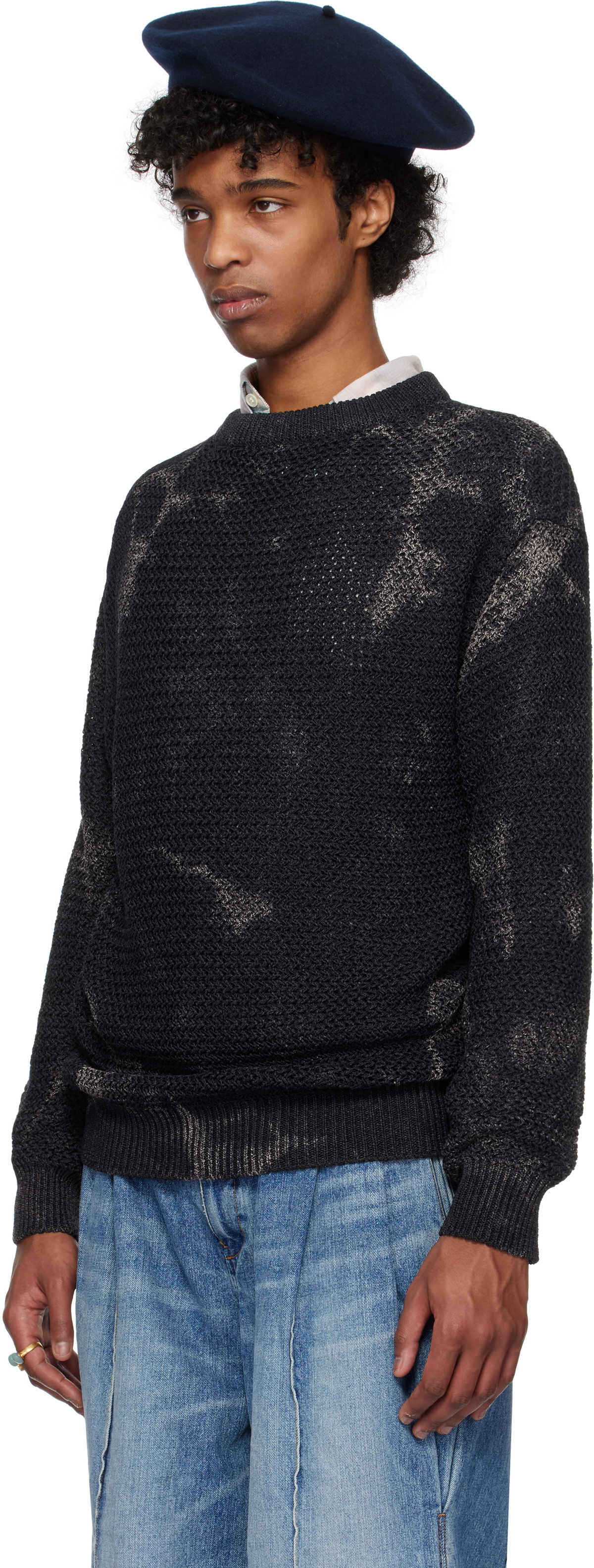Khoki Navy Hand-Dyed Knit Sweater