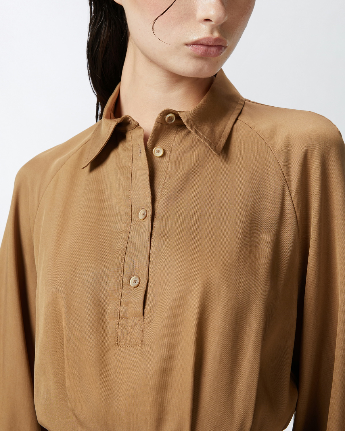 Pinko Soft Textured Shirt Dress Brown   Wood Thrush