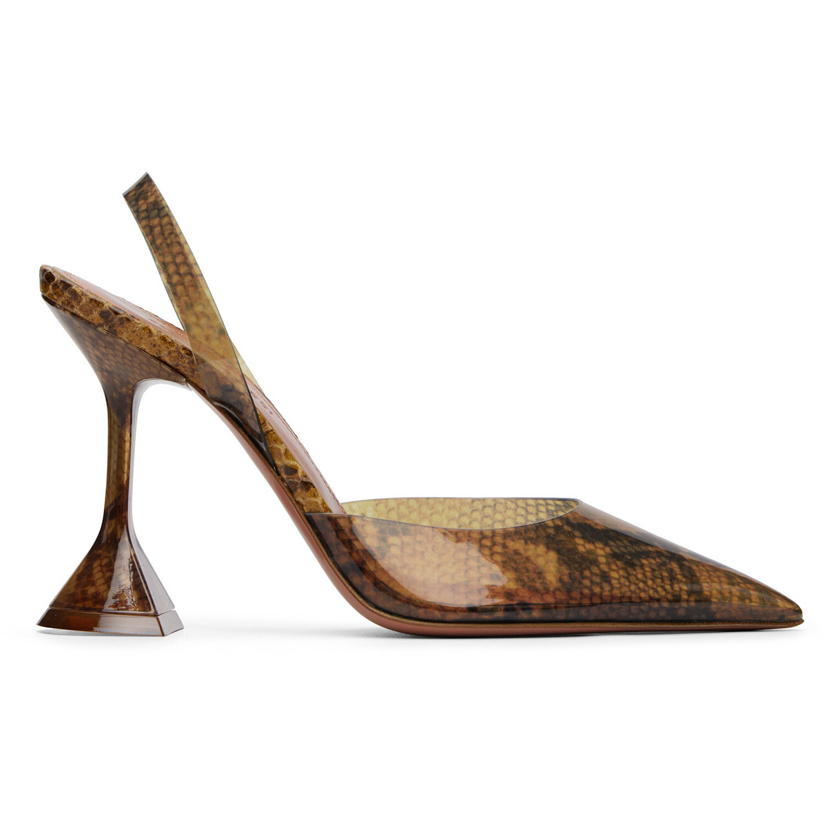 Amina Muaddi Brown Holli Glass Sling 95 Heels