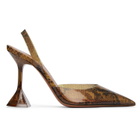 Amina Muaddi Brown Holli Glass Sling 95 Heels
