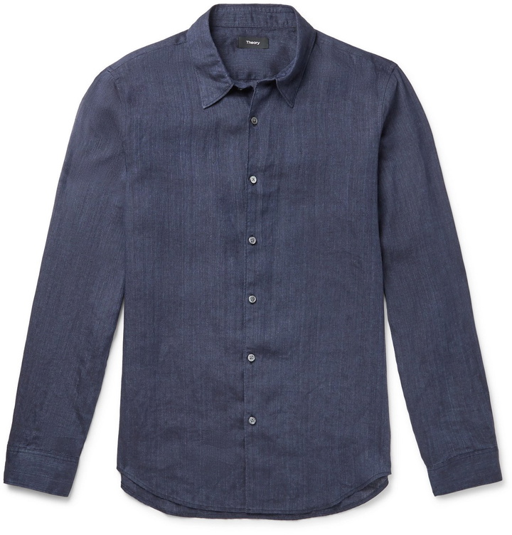 Photo: Theory - Irving Linen-Chambray Shirt - Blue