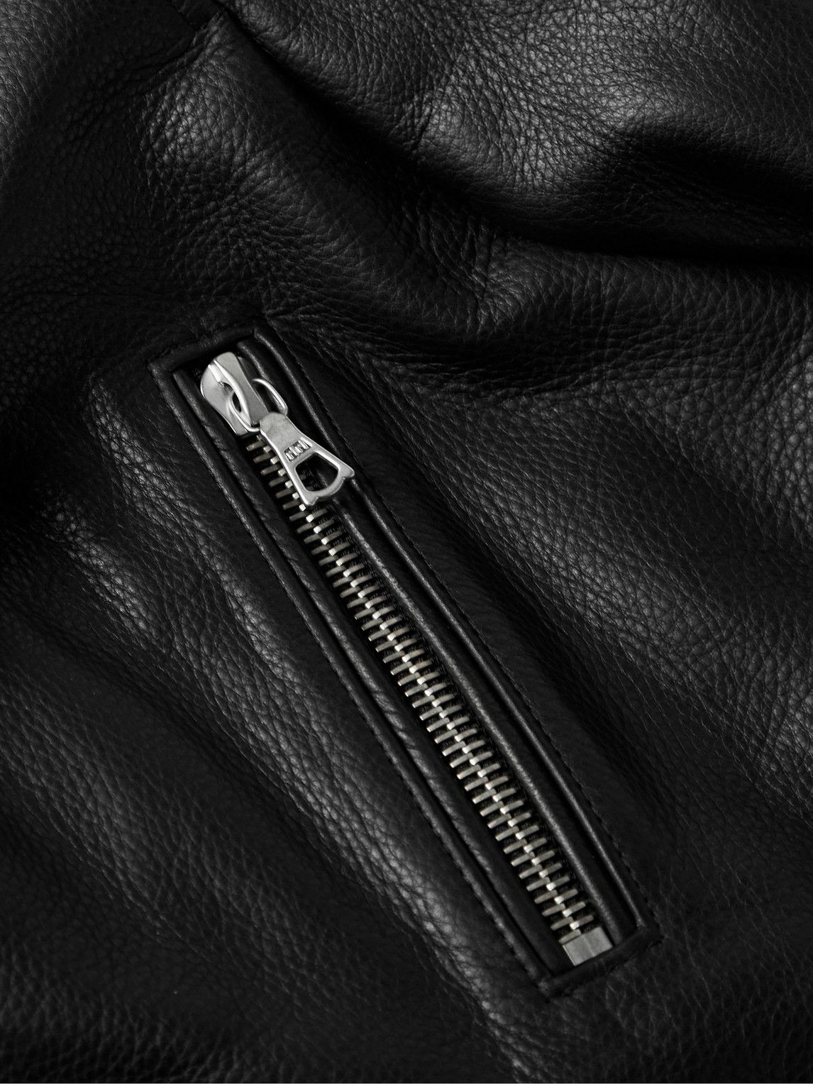 John Elliott - Slim-Fit Full-Grain Leather Biker Jacket