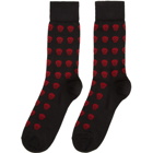 Alexander McQueen Black and Red Silk Short Skull Socks