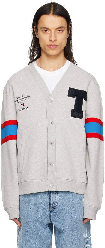 Photo: Tommy Jeans Gray Embroidered Varsity Cardigan