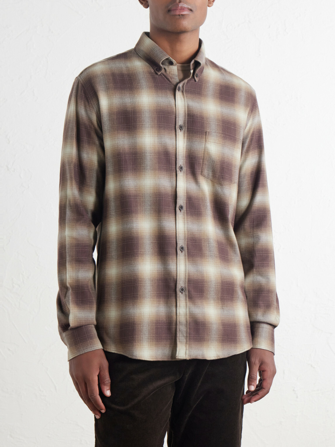 Sunspel - Checked Cotton-Flannel Shirt - Brown