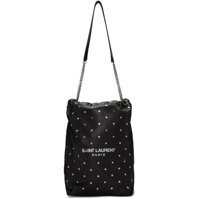 Saint Laurent Black All Over Silver Star Teddy Bucket Bag Saint