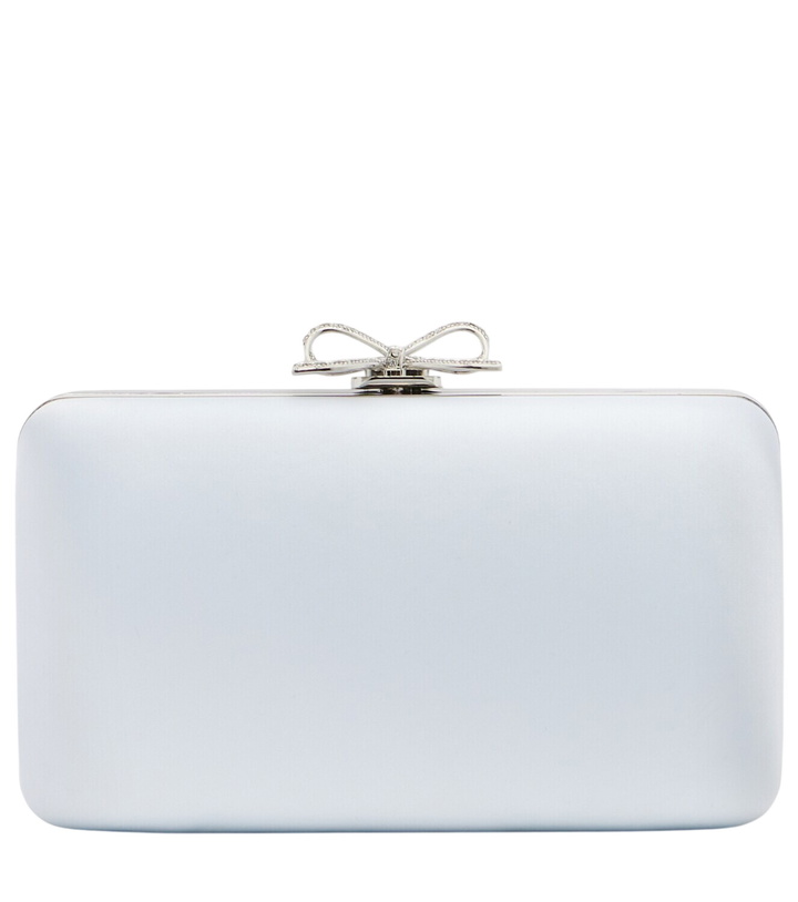 Photo: Self-Portrait Bow embellished satin clutch