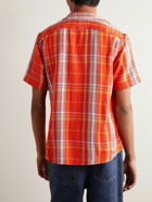 Corridor - Camp-Collar Checked Cotton Shirt - Orange