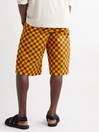 JW ANDERSON - Wide-Leg Checkerboard Cotton Shorts - Brown