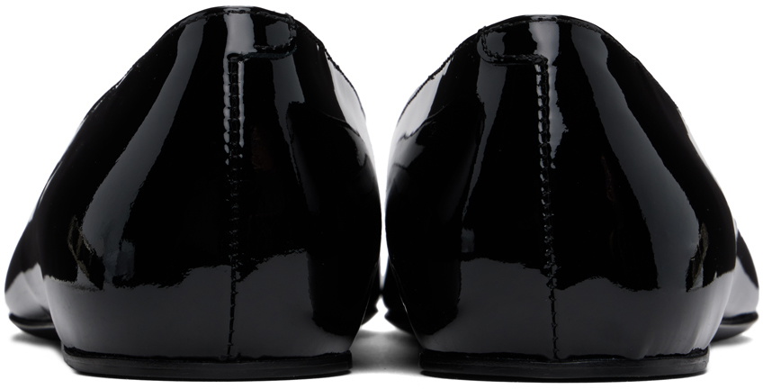 TOTEME Black 'The Patent Asymmetric' Ballerina Flats Toteme