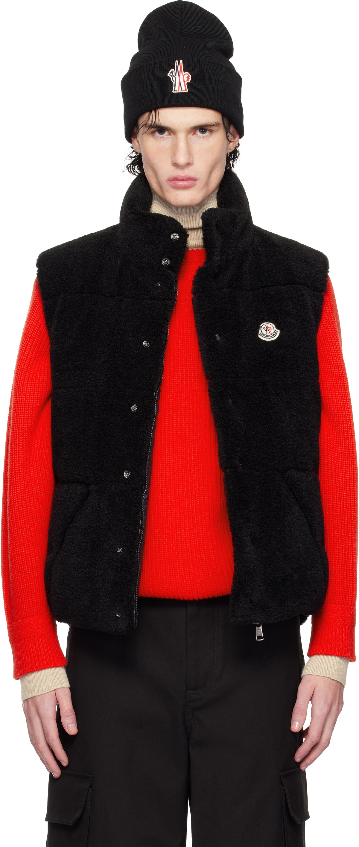 Moncler Black Colbricon Teddy Reversible Down Vest Moncler