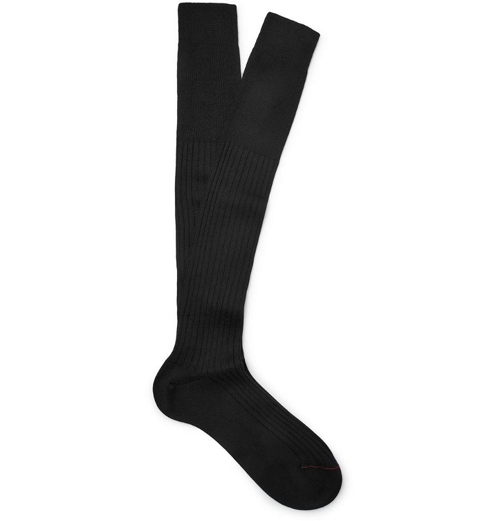 Photo: Loro Piana - Ribbed Cashmere and Silk-Blend Socks - Men - Black