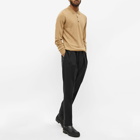 John Smedley Men's Merino Long Sleeve Knit Polo Shirt in Light Camel