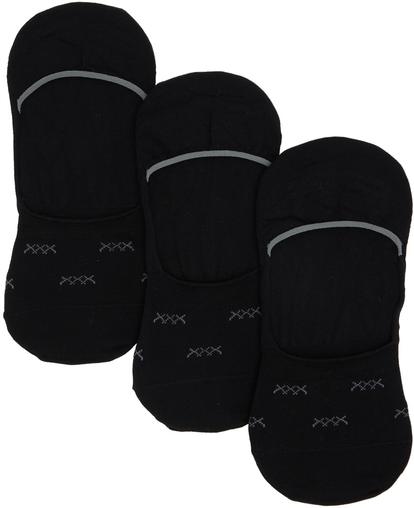 Photo: Ermenegildo Zegna Three-Pack Black Cotton 'Sockless' Socks